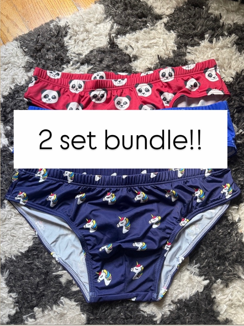 Men’s Swim Brief 2 Pack Speedo - unicorn and panda print - Size M